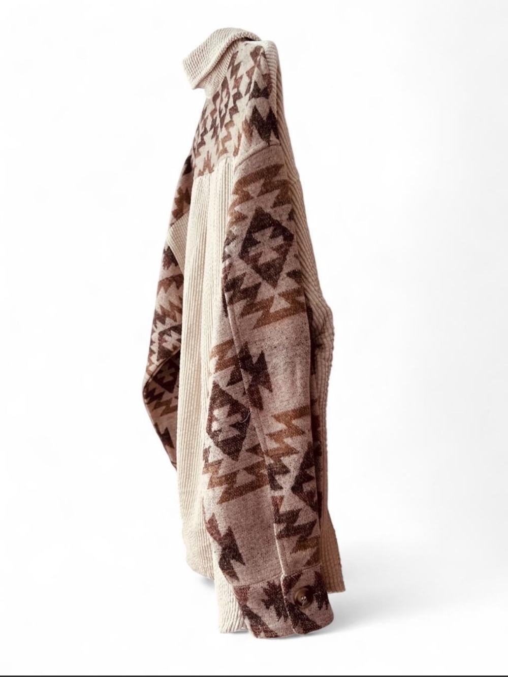 Boho Aztec-Print Cream Button Down  Shacket - Picture 4 of 8